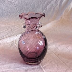 2/30$ Pilgrim Cranberry Glass Vase with Clear Accents